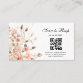 Carte D'accompagnement aquarelle boho rose floral rsvp qr code mariage (Devant)