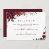 Carte D'accompagnement Aquarelle bordeaux accueil boho rustique à fleurs (Devant / Derrière)