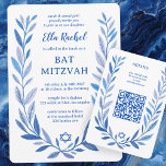 Carte D'accompagnement Aquarelle botanique CUSTOM QR Bar Bat mitzvah<br><div class="desc">Carte ENCLOSURE parfaite pour annoncer un bat mitzvah, bar mitzvah ou toute autre célébration juive ! L'art délicat de trame feuille dessinée à la main pour vous! ENTIÈREMENT PERSONNALISABLE ! Cliquez sur "Personnaliser" ci-dessus pour modifier le texte et ajouter votre lien au code QR. Cliquez sur "modifier à l'aide de...</div>