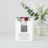 Carte D'accompagnement Aquarelle Bourgogne Flore verte QR RSVP (Debout devant)
