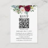 Carte D'accompagnement Aquarelle Bourgogne Flore verte QR RSVP (Devant)