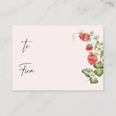 Carte D'accompagnement Aquarelle branchée Fraise nuptiale douche (Dos)