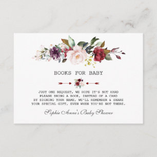 Carte D'accompagnement Aquarelle Burgundy Blush Baby shower Floral
