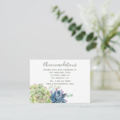 Carte D'accompagnement Aquarelle Cactus Succulents Mariage Hébergement (Debout devant)