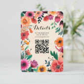 Carte D'accompagnement Aquarelle Cadre Floral Quinceañera CUSTOM QR Code (Debout devant)