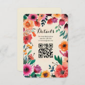 Carte D'accompagnement Aquarelle Cadre Floral Quinceañera CUSTOM QR Code (Devant / Derrière)
