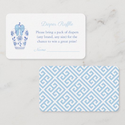 Carte D'accompagnement Aquarelle Chinoiserie Baby shower Déchets Raffle (Devant / Derrière)