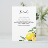 Carte D'accompagnement Aquarelle Citron et Mariage Feuille Détails (Debout devant)