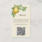 Carte D'accompagnement Aquarelle Citron jaune Mariage Code QR (Devant)