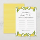 Carte D'accompagnement Aquarelle Citron vert Quel âge avait la maman (Devant / Derrière)