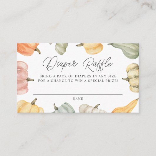 Carte D'accompagnement Aquarelle Citrouille Baby shower Déchets Raffin (Devant)