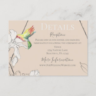 Carte D'accompagnement Aquarelle Colibri Floral Mariage géométrique