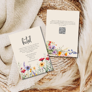 Carte D'accompagnement Aquarelle colorée Fleur sauvage Mariage Hôtel Beig