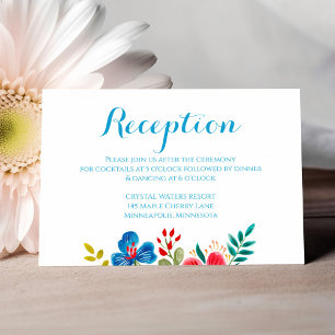 Carte D'accompagnement Aquarelle colorée Fleur sauvage mariage réception