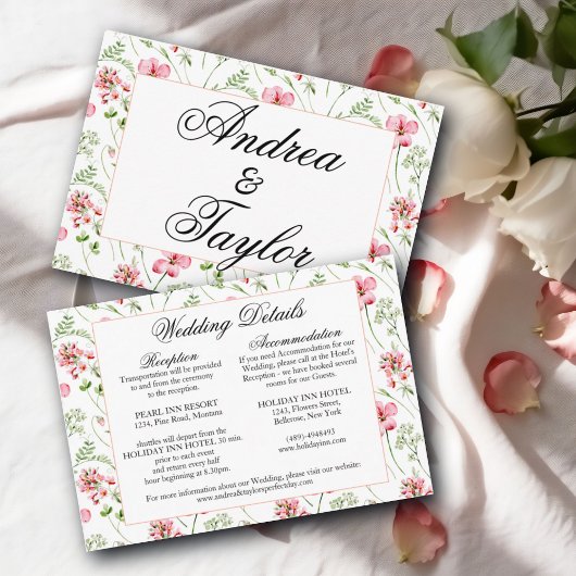 Carte D'accompagnement Aquarelle colorée Fleurs sauvages Mariages Détails