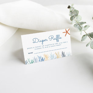 Carte D'accompagnement Aquarelle Corail Baby shower Déchets Raffle Enclos