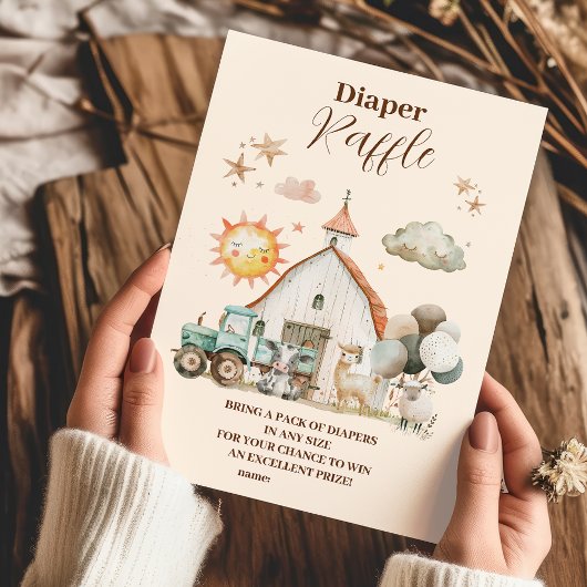 Carte D'accompagnement Aquarelle Cute Animaux de ferme Raffle Diapper