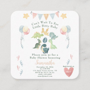 Carte D'accompagnement Aquarelle Cute Dinosaur Détails du Baby shower