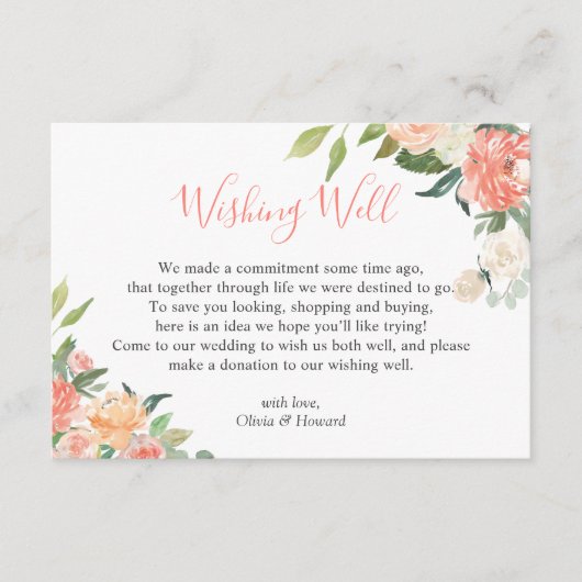 Carte D'accompagnement Aquarelle de pêche de corail Mariage Floral (Devant)