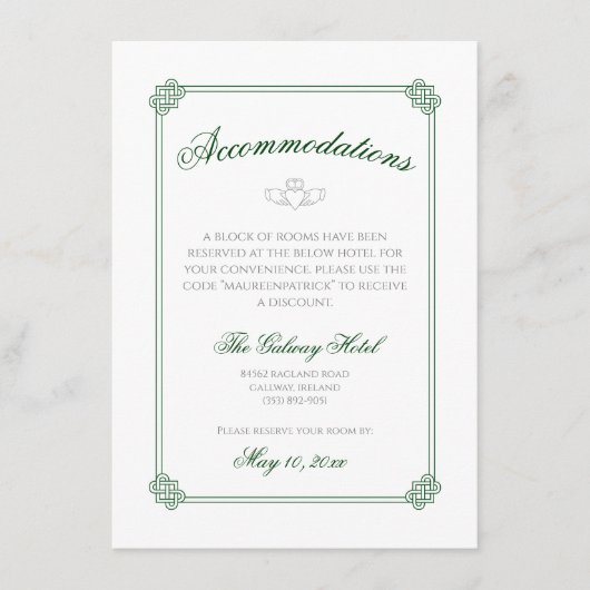 Carte D'accompagnement Aquarelle Destination : Irlande Hébergements (Devant)