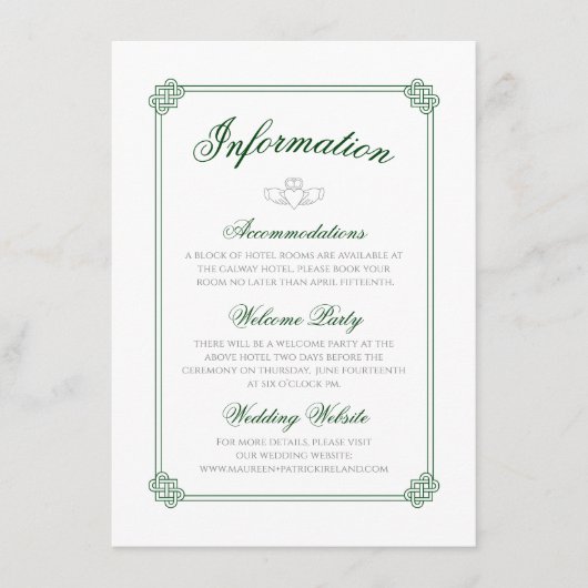 Carte D'accompagnement Aquarelle Destination : Irlande Information (Devant)