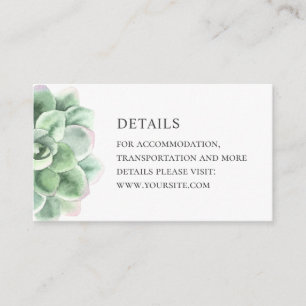 Carte D'accompagnement Aquarelle détails succulents. cactus vert mariage