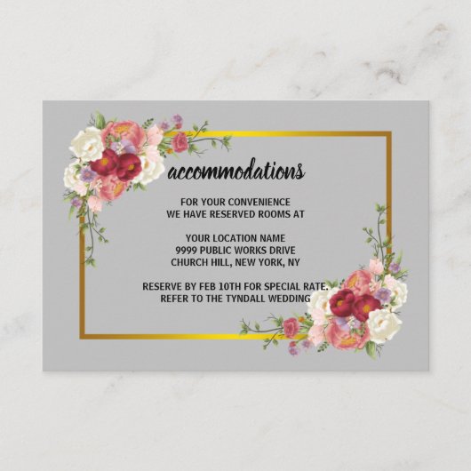 Carte D'accompagnement Aquarelle Dusty Gris Or Blush Peach Mariage Enc (Devant)