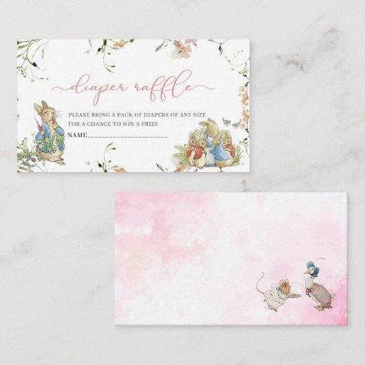 Carte D'accompagnement Aquarelle Elegant fleur sauvage Peter Rabbit bébé (Devant / Derrière)