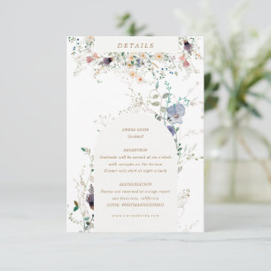 Carte D'accompagnement aquarelle élégante fleur sauvage détails de récept