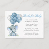 Carte D'accompagnement Aquarelle Eléphant Ballons Bleus Livres Pour Bébé (Devant)