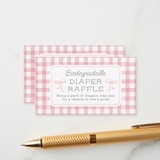 Carte D'accompagnement Aquarelle En vichy Lumineuse Papier rose Raffin Pe (Devant/Arrière en situation)