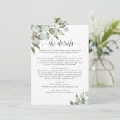 Carte D'accompagnement Aquarelle Eucalyptus & Greenery Détails du Mariage (Debout devant)