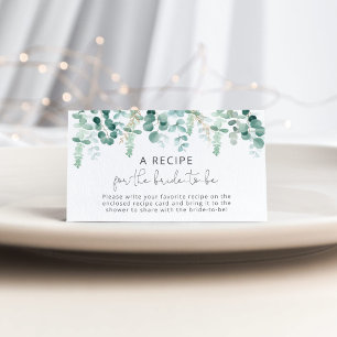 Carte D'accompagnement Aquarelle eucalyptus Recette pour la mariée à être