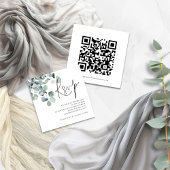 Carte D'accompagnement Aquarelle Eucalyptus Script QR Code Mariage RSVP