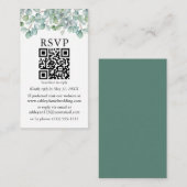 Carte D'accompagnement Aquarelle Eucalyptus Verdure QR Mariage RSVP (Devant / Derrière)