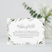 Carte D'accompagnement Aquarelle Feuille verte Mariage Wreath bien (Debout devant)