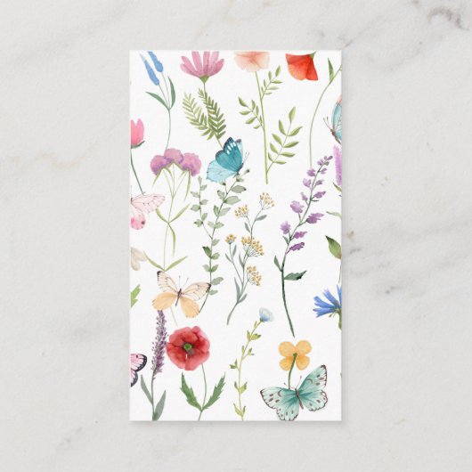 Carte D'accompagnement Aquarelle Fleur sauvage blanc Wishing well (Dos)