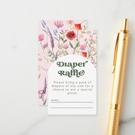 Carte D'accompagnement Aquarelle Fleur sauvage Déchet rose (Devant/Arrière en situation)