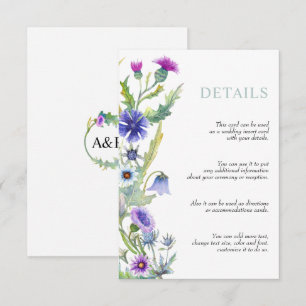 Carte D'accompagnement Aquarelle fleur sauvage mariage fleuri