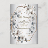 Carte D'accompagnement Aquarelle Fleurs blanches Cadre doré Argent Turquo (Devant)