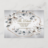 Carte D'accompagnement Aquarelle Fleurs blanches Cadre doré Argent Turquo (Devant)