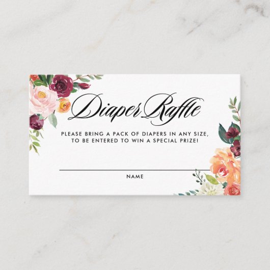 Carte D'accompagnement Aquarelle Fleurs d'automne Baby shower Déchets Raf (Devant)