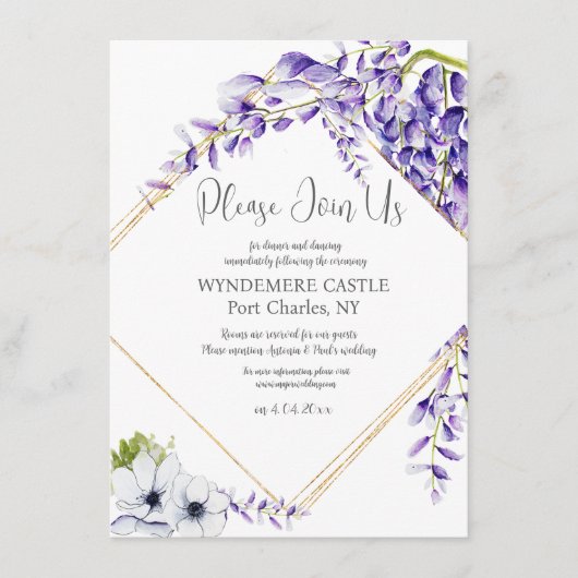 Carte D'accompagnement Aquarelle Fleurs de bactéries QR Code Mariage (Devant)