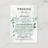 Carte D'accompagnement Aquarelle Fleurs vertes Détails du Mariage (Devant)