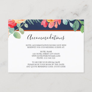 Carte D'accompagnement Aquarelle Floral Coral Marine Mariage Hébergement