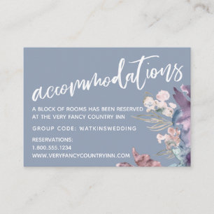 Carte D'accompagnement Aquarelle Floral Dusty Blue Mariage Logement