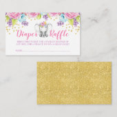 Carte D'accompagnement Aquarelle Floral Elephant Raffle Ticket (Devant / Derrière)