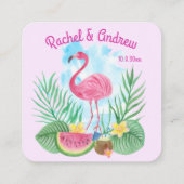 Carte D'accompagnement Aquarelle Floral Flamant rose site Mariage QR Code (Dos)