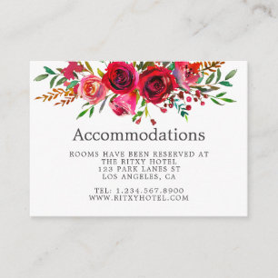 Carte D'accompagnement Aquarelle Floral Mariage Hébergements