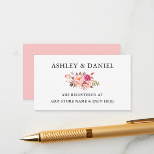 Carte D'accompagnement Aquarelle Floral Rose Blush Mariage Registre